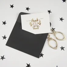 

multi-use 25pcs Mini thank you Card gold with black envelope Scrapbooking party invitation cards greeting cards business card
