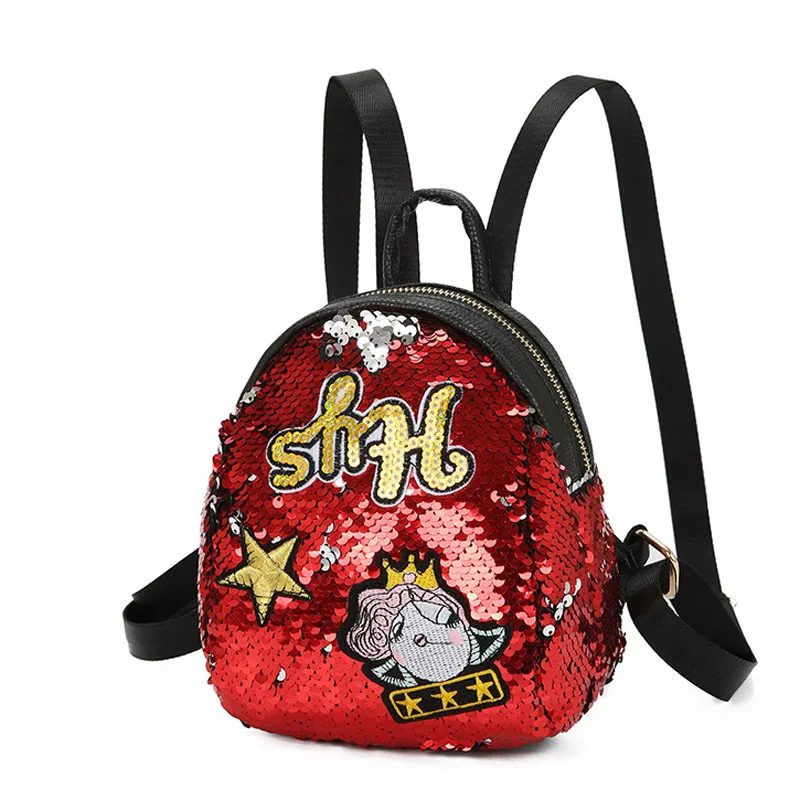 

2018 Women's New Women's Backpack Fashion Sequins PU Backpack Shoulder Bag Backpack Sequins Jelly Pack Princess Bag 4 colour