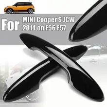 2 pçs gloss preto maçaneta da porta do carro capa para bmw mini cooper s jcw 2014 em f56 f57 alça carro cobre acessórios