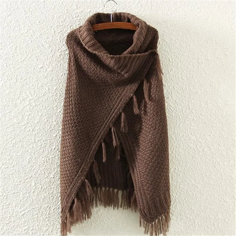 

2019 Autumn Winter Poncho Shawl Cape Sweaters European New Fashion Batwing Solid Cardigans Stylish Irregular Tops 60161