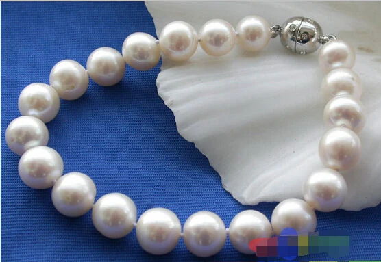 

p2021 8" 11mm white ROUND FRESHWATER PEARL BRACELET MAGNET @^Noble style Natural Fine jewe SHIPPING new >>free shipping