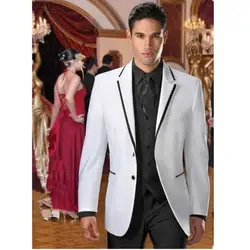 2018 последние пальто брюки Дизайн Белый Черный Нарядные Костюмы для свадьбы для Для мужчин смокинг жениха Slim Fit Для мужчин костюмы 3 предмета