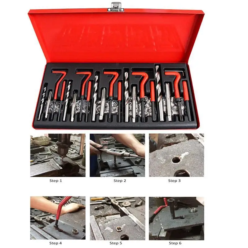 

131pcs Metric Thread Repair Set Damaged Helicoil-type Thread Master Repair Kit for Automotive Repairs