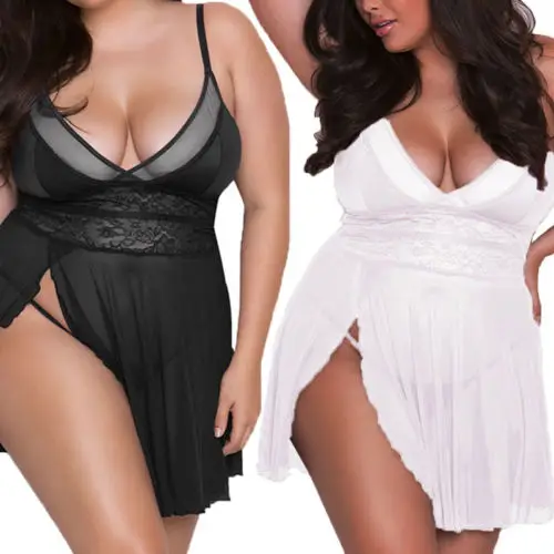 Plus Size 3XL Women Sexy Lingerie Lace Dress Underwear Babydoll Sleepwear G-string erotic women pajamas sexy costumes