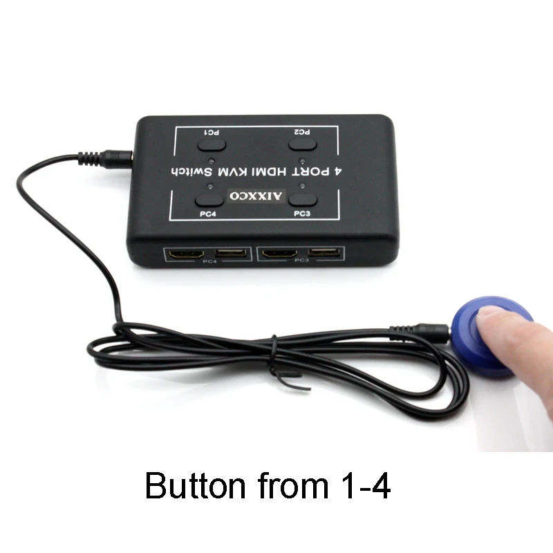 AIXXCO HDMI KVM Switch Switcher 4 Port PCs Sharing