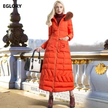 XXXL Winter Long Parka Coat Women Hooded Warm Thick Parkas Zipper Front Pocket Patchwork Plus Size Parka Outerwear Orange