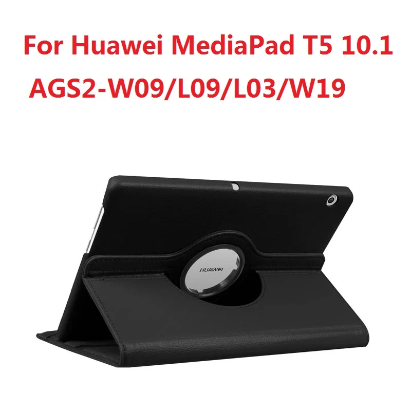 Вращающийся на 360 чехол для huawei MediaPad T3 10 T5 M2 M3 Lite 10,1 M5 Por 10,8 чехол для планшета huawei Honor Play Pad 2 9,6 - Цвет: T5 10.1 BLACK