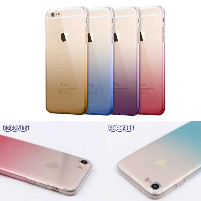 

Phone Cases for Apple iPhone 6 Case Transparent Gradient Color Design TPU Silicon Phone Covers Shell Capa 4.7inch Top Quality