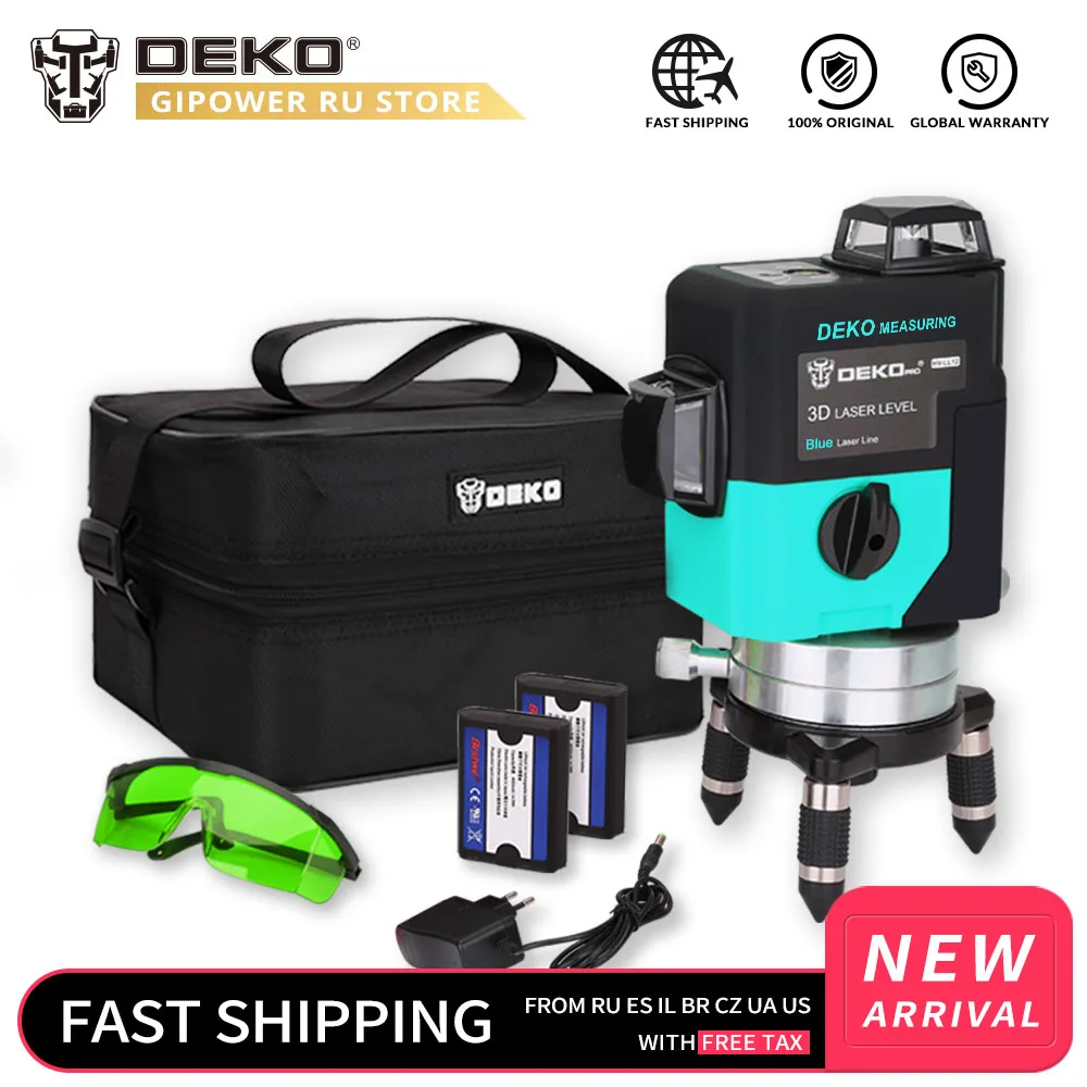 Billig DEKO LL12 HVG 12 Linien Laser Level Selbst Nivellierung 360 grad Horizontal Vertikal Kreuz Super Leistungsstarke Laser Strahl Linie grün