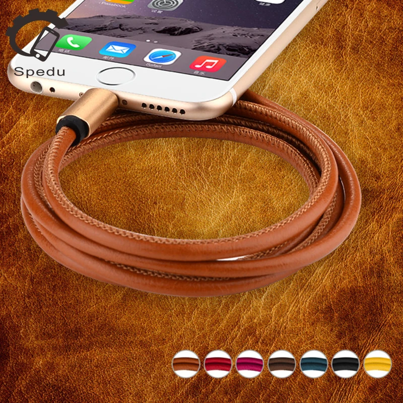 Genuine leather mobile phone cables for iPhone 7 6 6s Plus 5s 5c se ipad air/mini Data line Charger micro USB Cable For samsung