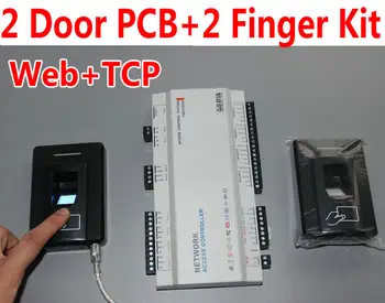 

2 Door PCB Board+2 pcs Fingerprint reader, 2018 Newest Firmware Access Controller Panel board with Web Interface+TCP/IP network