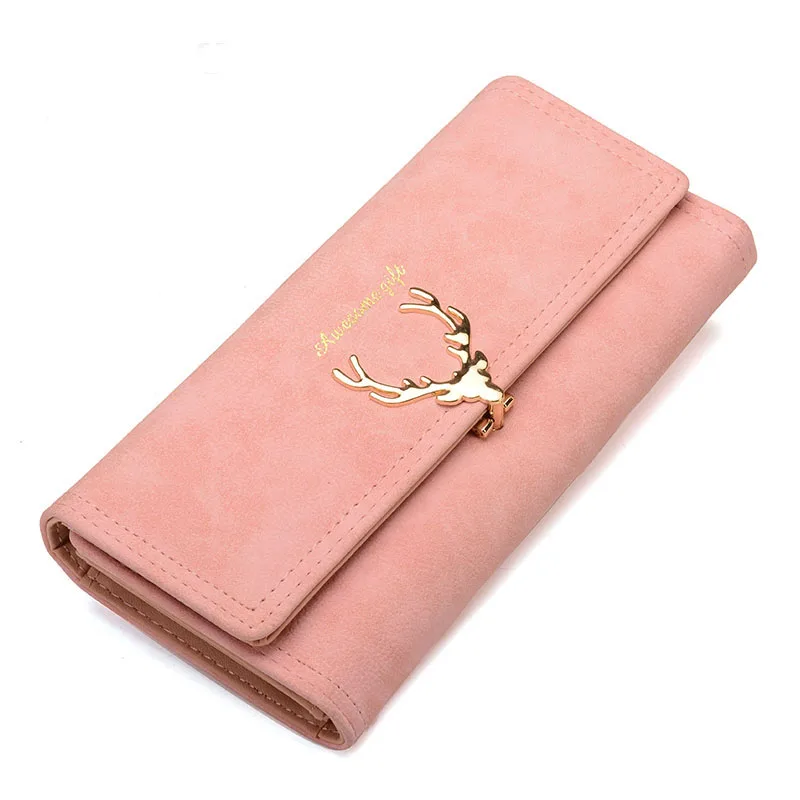 Для женщин Card Wallet женский кошелек кожаный тройной Бумажник Длинные монета держатель телефона кошелек металл Рождественский олень карман для наличных Мода