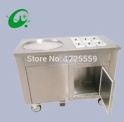US $1.125.00 45cm single pan fried ice cream rolled machine thailand Flat fry Fried Ice Cream roll Machine With 6 Cooling Storage Barrel