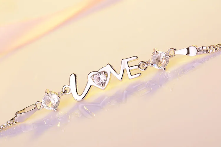 Новые ювелирные изделия из стерлингового серебра 925 пробы белый/фиолетовый богемский Кристалл цирконовое сердце браслет для женщин сердце любовь Femme браслеты подарок