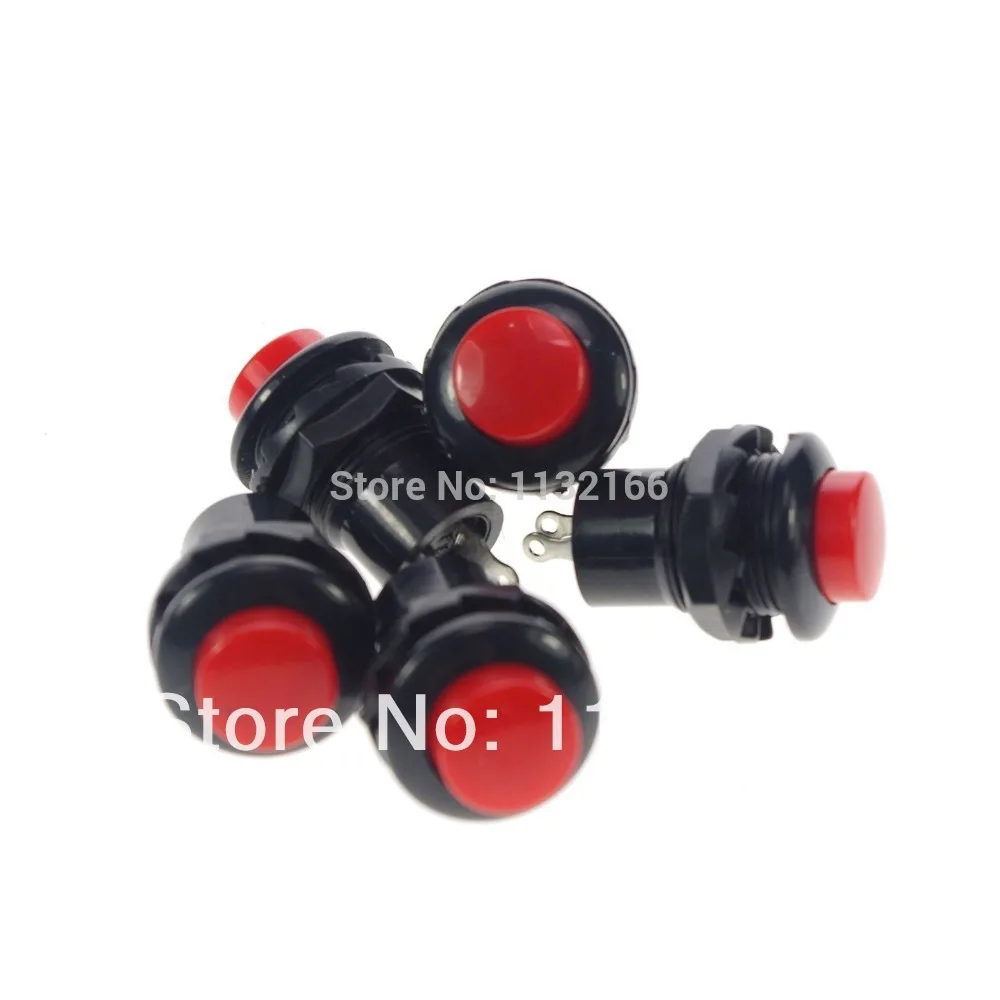 

Red 2 Pin Hole 12mm SPST OFF-(ON) 1A 125VAC NO Momentary Push Button Switch