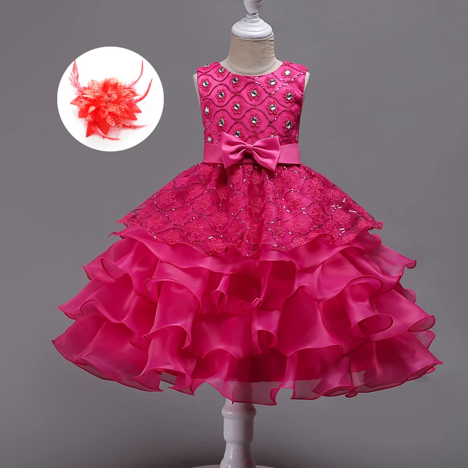 

Checked Flower Pattern Children Formal Dress Princess Wedding Short Tulle Prom Party Girls Dresses Holiday Kids Ball Gown