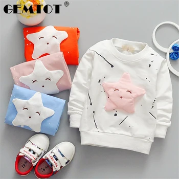 

GEMTOT 2019 Children Boy's Cartoon Long Sleeved T-shirt All-match Fashion Jacket Smile Face Star Kids Clothing Baby Girl Clothes