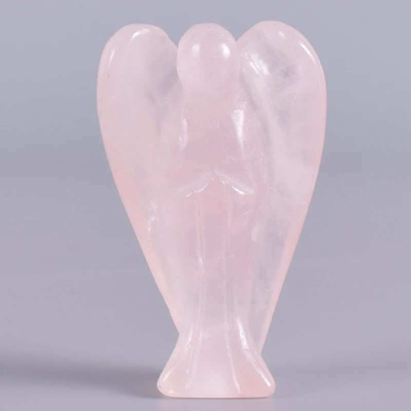 Rose quartz Angel Figurines Natual Stone And Crystal Mini Cute craft