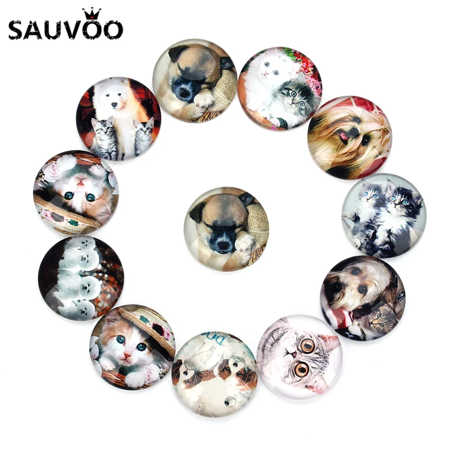 Sauvoo 20 шт./лот 10 12 14 18 25 30 35 мм круглый Стекло Кабошоны Смешанные Flatback кабошон купол