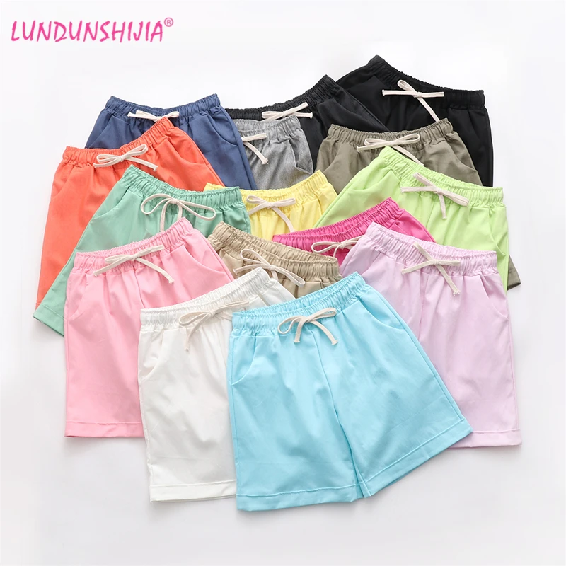 

LUNDUNSHIJIA 2018 Spring Summer Women's Slub Cotton Shorts Candy Colors Shorts Casual Shorts Short Feminino 15 Colors