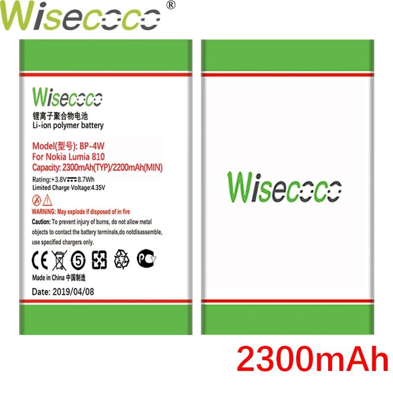 Wisecoco 1800/2300 мАч BP-4W аккумулятор для Nokia Lumia 810 822 845 RM-878 845 BP4W телефон Замена с номером отслеживания