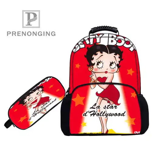 17 дюймовые рюкзаки Betty Boop (1) сумки для ручек с 3D принтом школьные женские и мужские
