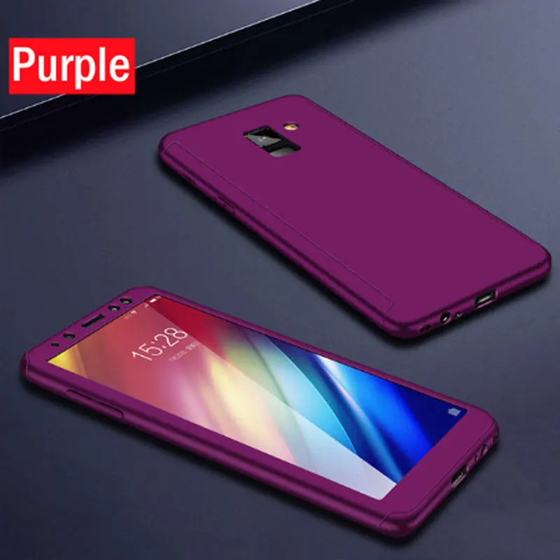 360 Полное покрытие чехол для телефона для samsung Galaxy A20E A30 A40 A50 A70 S10 плюс S10E J4 J6 A6 A8 плюс A7 A750 A9 Защитный чехол - Цвет: Фиолетовый