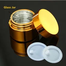 6 Ps Hoge Kwaliteit, 5G 10G 30G 50G Lege Uv Plating Gouden Zilveren Glas Cosmetische Container, hervulbare Cosmetische Pot Pot Met Deksel(China)