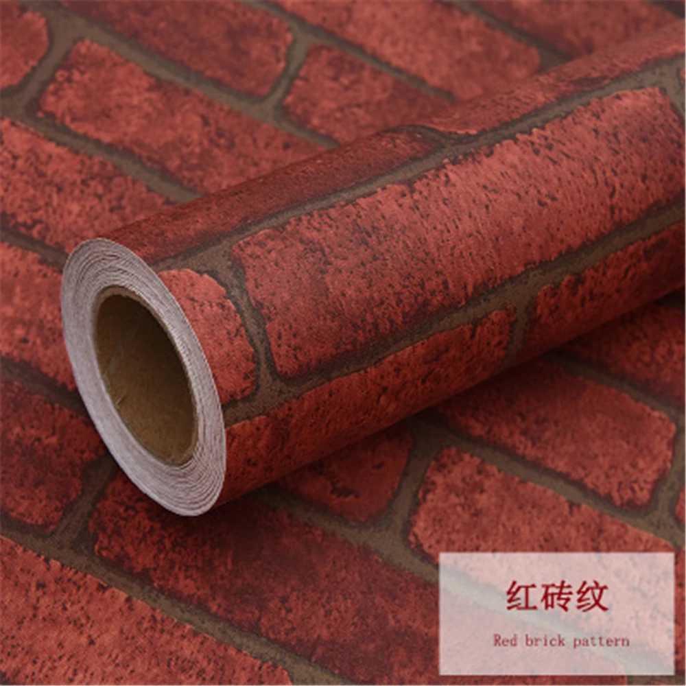 PVC Home Decor Vintage Kitchen Brick Pattern Wall Stickers Wallpaper Film Refurbished Wardrobe Cupboard Door Desktop Furniture