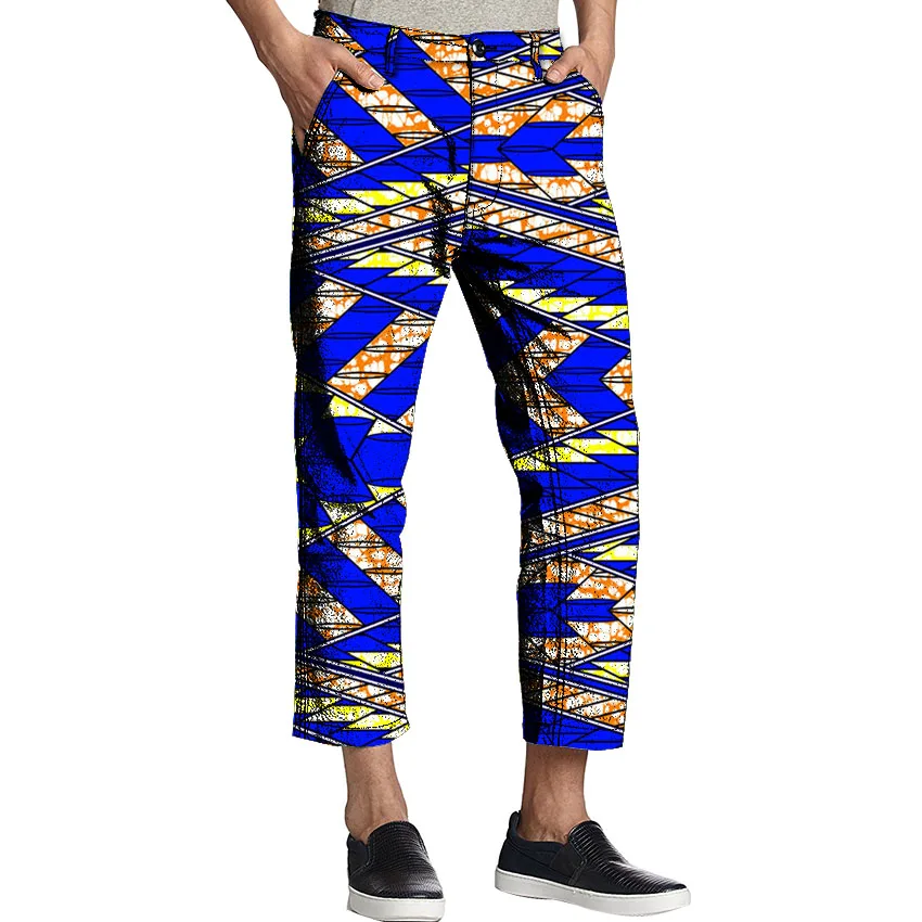 African men's pants Ankara print fashion pattern casual capri pants dashiki cropped trousers male outfits customized