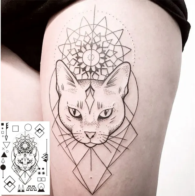 Geometric Cat Tattoo Design  TATTOOGOTO