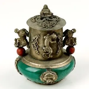 

buddhist bronze exquisite old Tibetan silver old Buddha statues carved incense burner pot Decoration real Tibetan Silver Brass