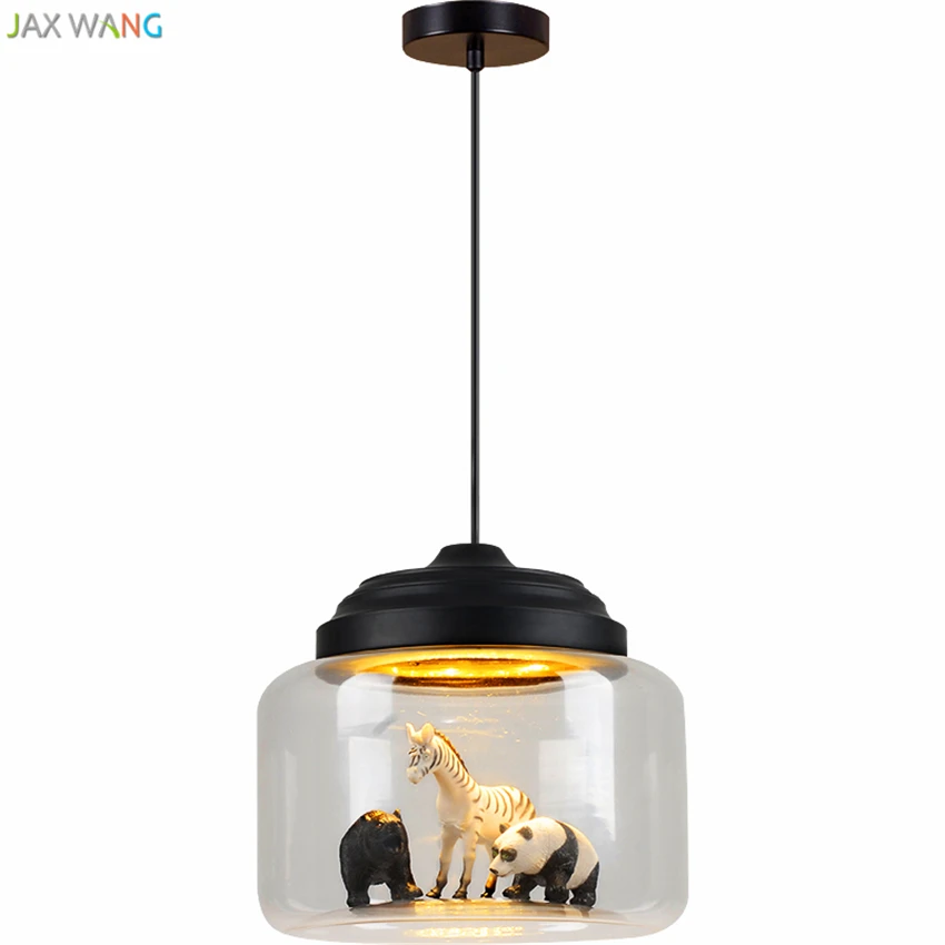

Nordic Bedroom bar Restaurant glass pendant lights Cafe personalized creative animals children room bedroom cartoon pendant lamp