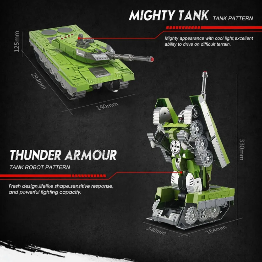 

2.4G Remote Control Simulation Heroicty Land Battle Tank Models One Key Conversion Robot Automatic Vehicle Toys for Boy Gift