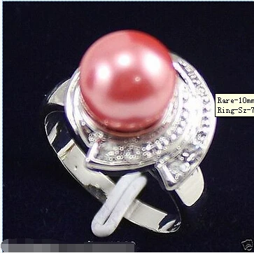 

Rre 10mm Genuine Drk Pink Se Shell Perl Crystl 18KGP Ring Sz 7/8/9