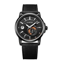 Mige 2018 Top Sale Brand Skeleton Mechanical Watch Black Brown Leather Saphire Dial Sport Waterproof Automatic
