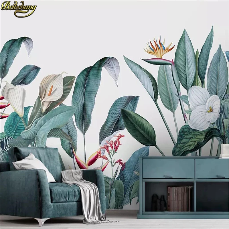 Beibehang مخصص الشمال القرون الوسطى الاستوائية النباتات الزهور الطيور صور خلفيات للجدران 3 d خلفية 3d الجداريات ورق حائط
