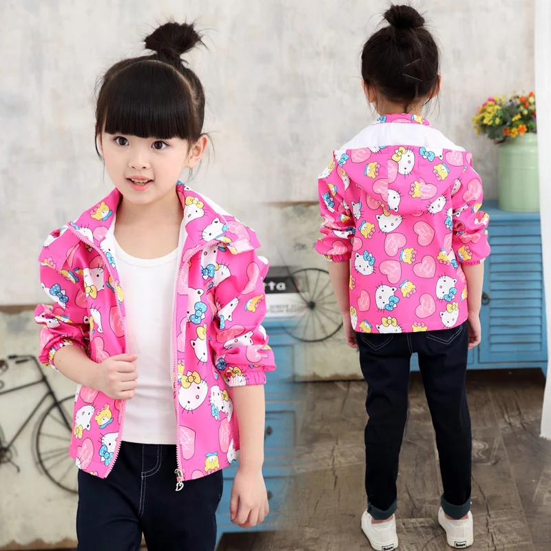 

2016 Spring Autumn Teen Girls Jacket Children's Clothing Girl Coat Cartoon Hello Kitty Kids Jacket Hooded Girl Coats And Jackets