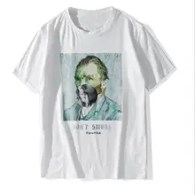 Летняя забавная курительная Ван Гог уличная Harajuku Мужская футболка