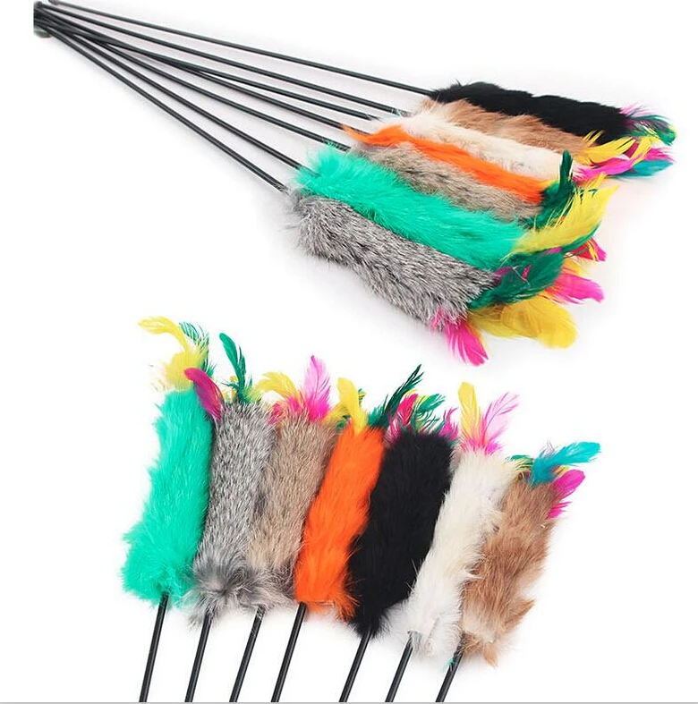 Pet Cat Toy Cute Design Bird Feather Teaser Wand Plastic Toy For Cats Color Multi Products For Pet Top Quality