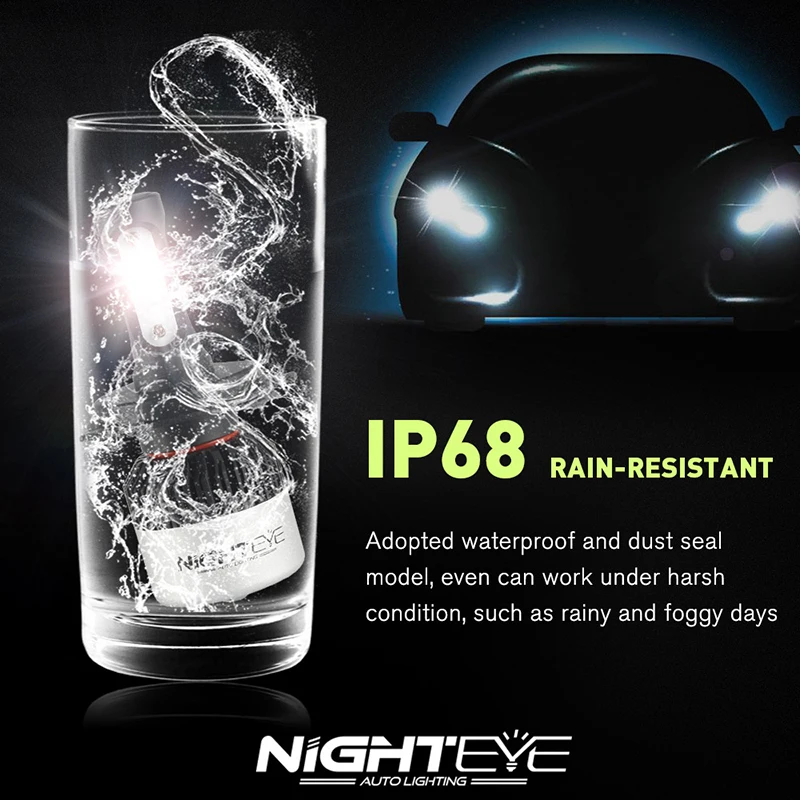 NIGHTEYE супер яркие фары автомобиля H7 светодиодный лампы H1 H4 H11 9005 HB4 9006 Авто лампа 72