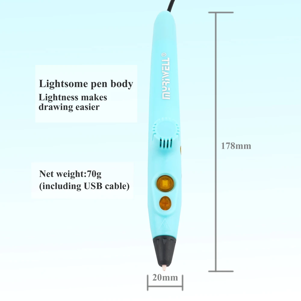 Myriwell 3D игла принтера RP-200A USB низкотемпературная 3D Ручка каракули с 1,75 мм PCL материал для детей 3D Рисунок игрушки подарки