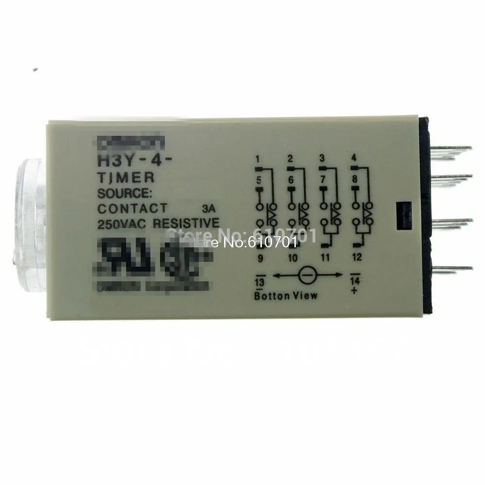 1 шт. 12VDC/24VDC/24VAC/110VAC/220VAC 12V H3Y 4 Мощность на реле задержки времени таймера 0 2 ~ 5 мин