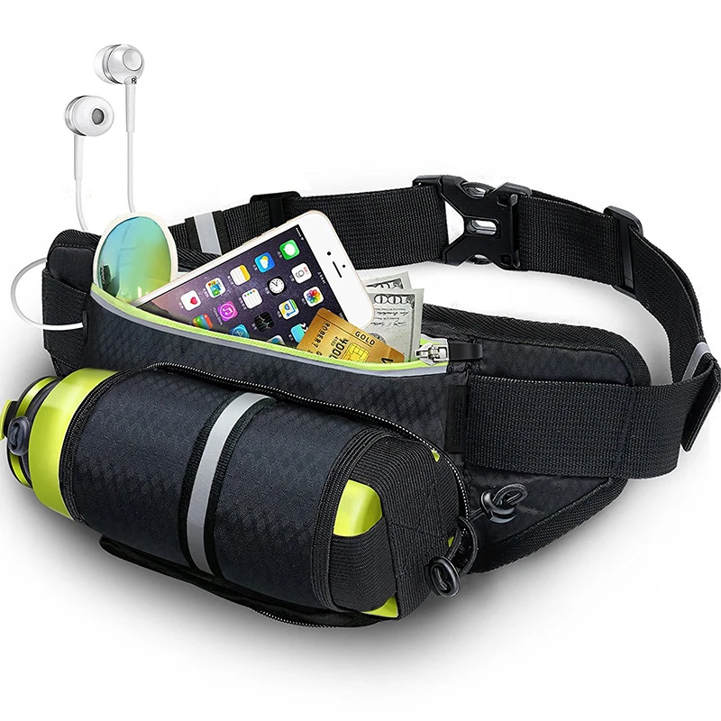 Waterproof Running Waist Bag with Hidden Bottle Holder Sport Jogging