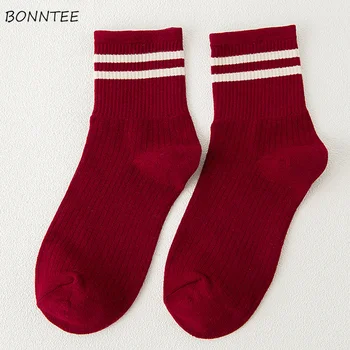 

Socks Women Cotton Trendy Girls Casual Breathable Harajuku Striped Womens Simple Sock Students Female Daily Female Candy Color