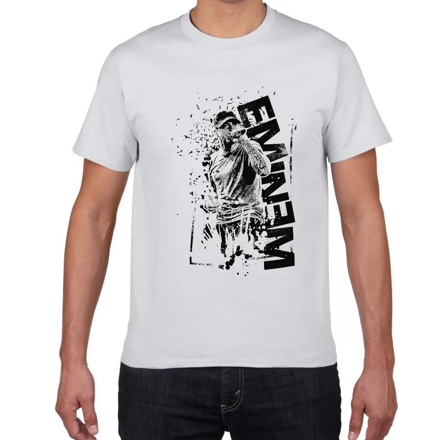 Новая рок одежда хлопок Эминем Футболка Мужская Bad Meets Evil rap rock Футболка мужская уличная одежда pok Топы Футболка Camisetas Masculina - Цвет: F100  white