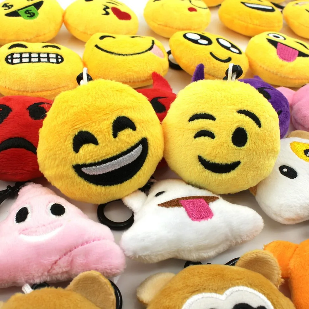 Emoji Keyrings 44 Pieces/Pack, Lovely Mini Plush KeyChains 2 inch for Kids Gift Emoji Keyrings 44 Pieces/Pack, Lovely Mini Plush KeyChains 2 inch for Kids Gift
