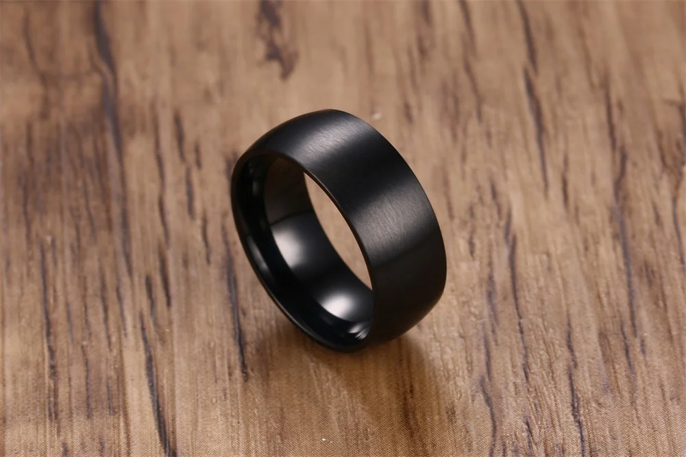 8 мм полностью черное Куполообразное матовое кольцо для мужчин из нержавеющей стали обручальное Обручальное юбилейное мужское ювелирное изделие Anel Aneis Anillos