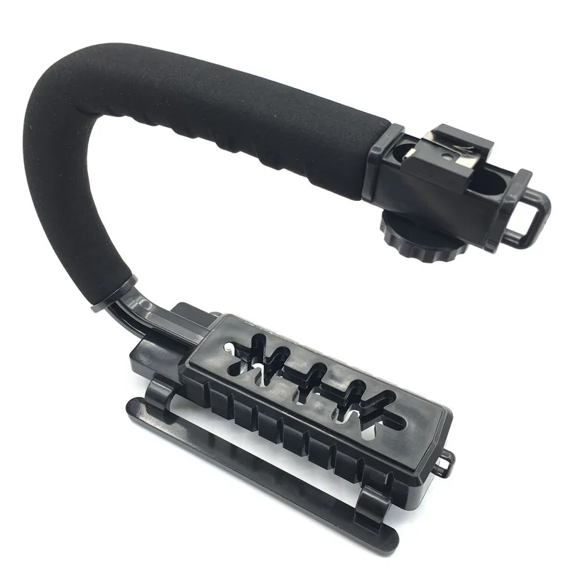 C образный держатель ручка Видео Ручной Стабилизатор стабилизатор для DSLR Nikon Canon sony камера и легкий портативный Steadicam для Gopro - Цвет: Черный