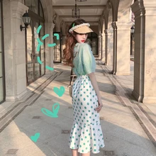 Faldas mujer moda юбки летние новые милые красивые шикарные трубы Простые ретро корейские юбки женские длинные юбки в горошек милые